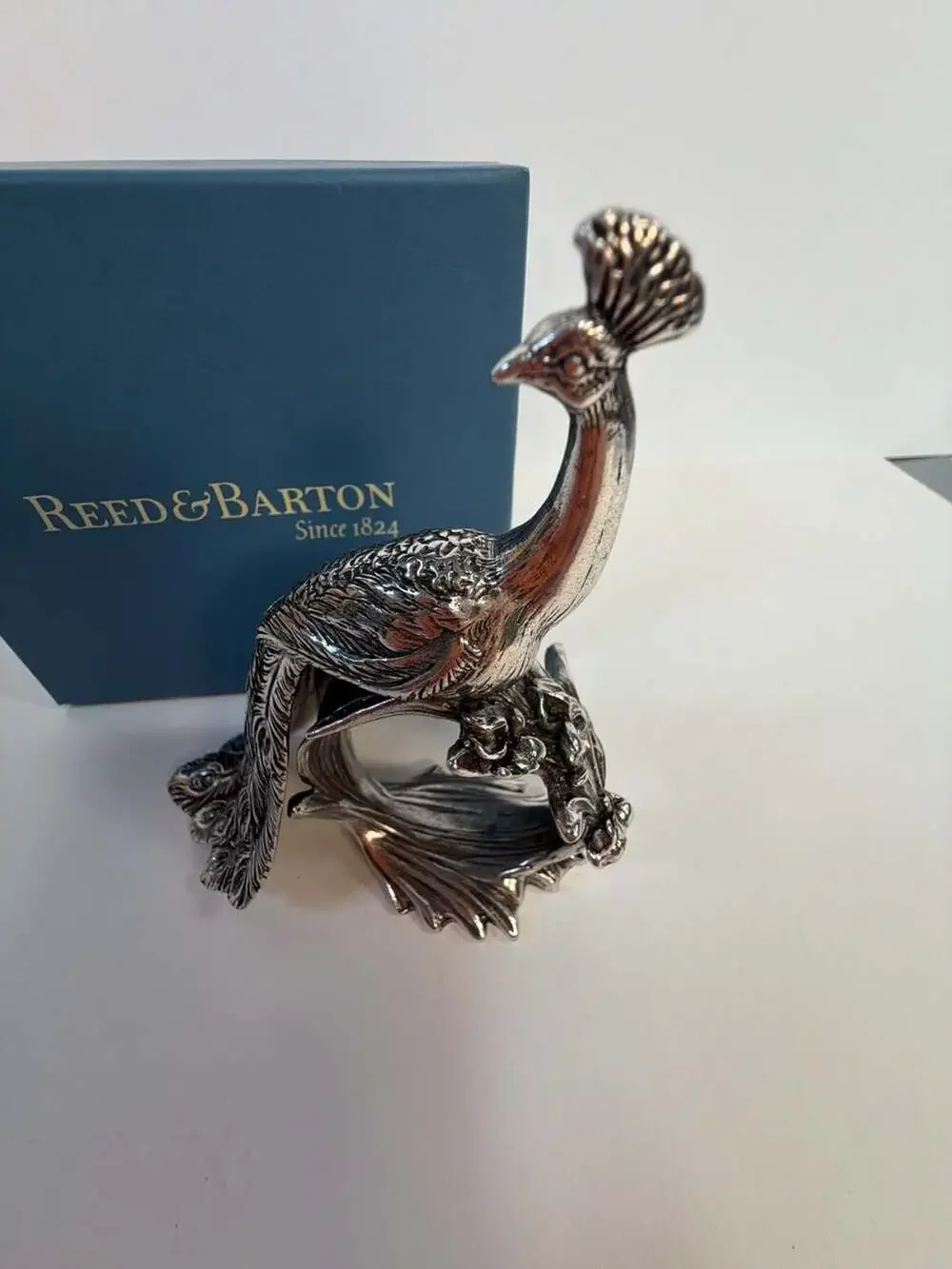 Reed & Barton 1824 Collection Silverplate Peacock Napkin Ring